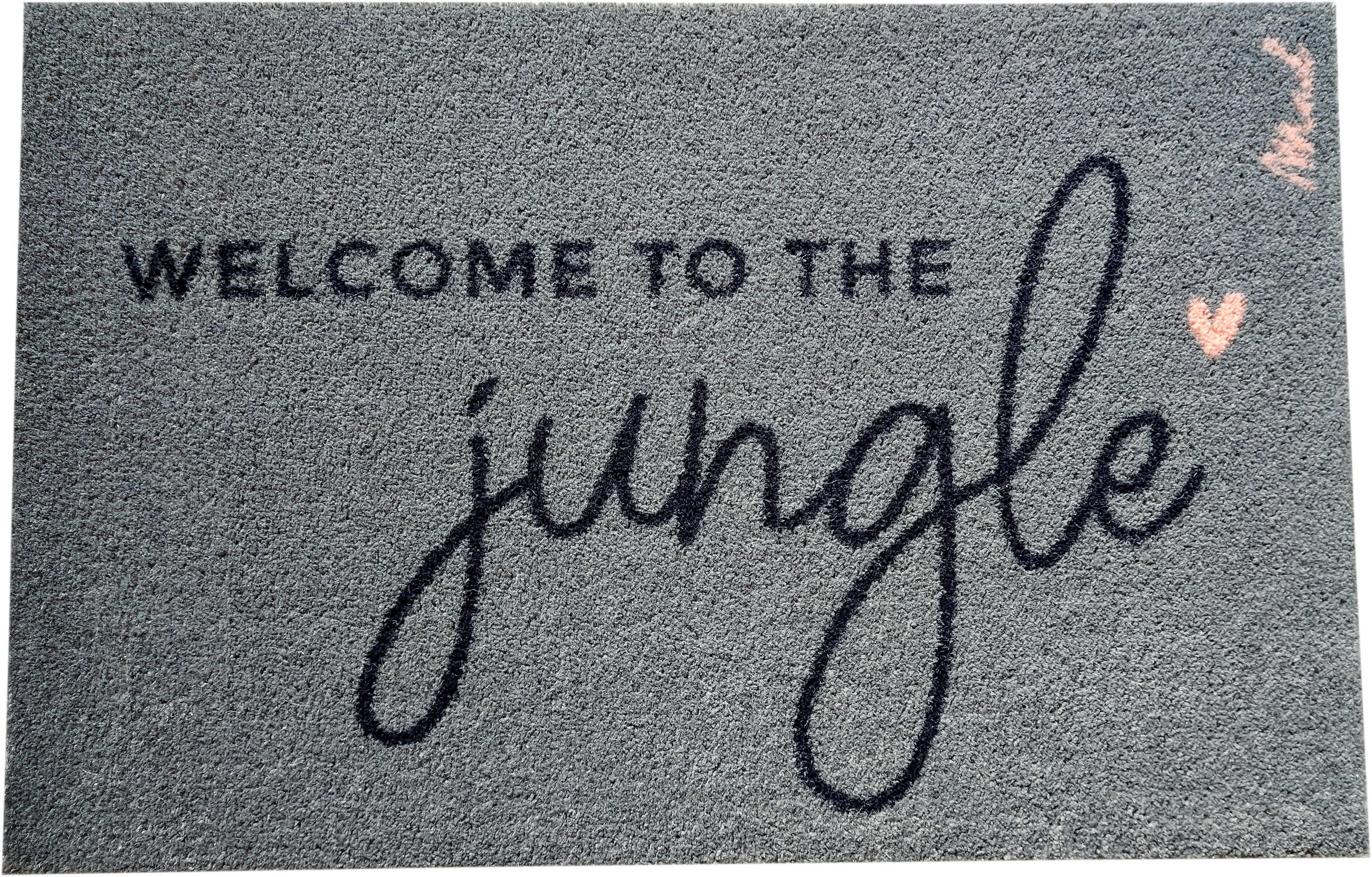 OUTDOOR FUßMATTE "Jojo" mit Spruch "welcome to the jungle" grün 50 x 75 cm - Dunkelgrün, Kunststoff/Textil (50/75cm) - MAD ABOUT MATS