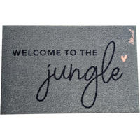 OUTDOOR FUßMATTE "Jojo" mit Spruch "welcome to the jungle" grün 50 x 75 cm - Dunkelgrün, Kunststoff/Textil (50/75cm) - MAD ABOUT MATS