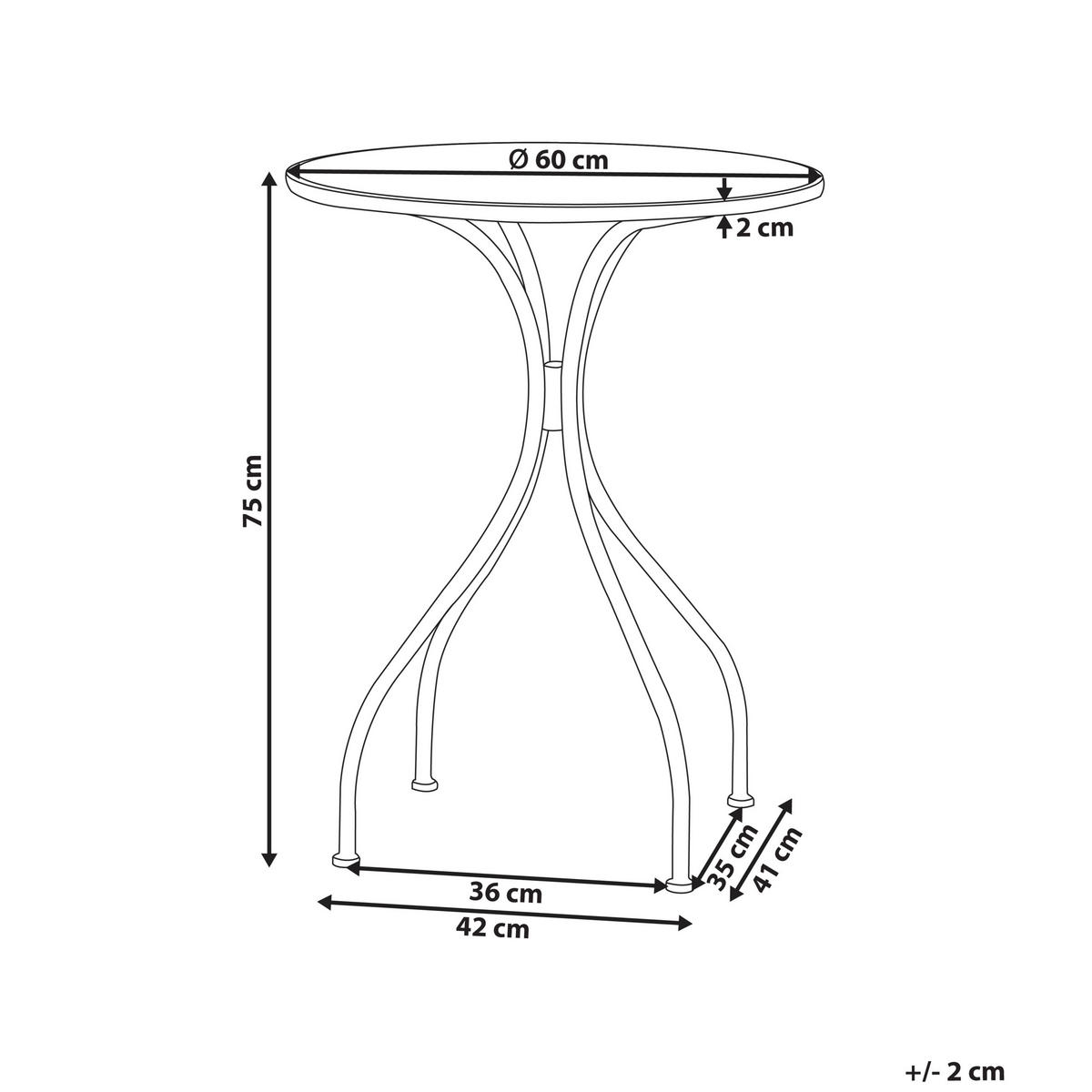 BISTRO STOLEK 60/60 cm Kov Černý Carona - bílá, kov (60/60/75cm) - Beliani