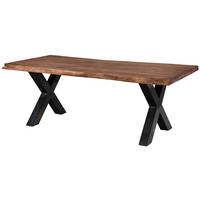 BAUMTISCH Sheesham 240x100x77 grau gebeizt / X-Beine anthrazit glänzend FREEFORM 5 - Grau, Holz (240/100/77cm) - Massivmoebel24