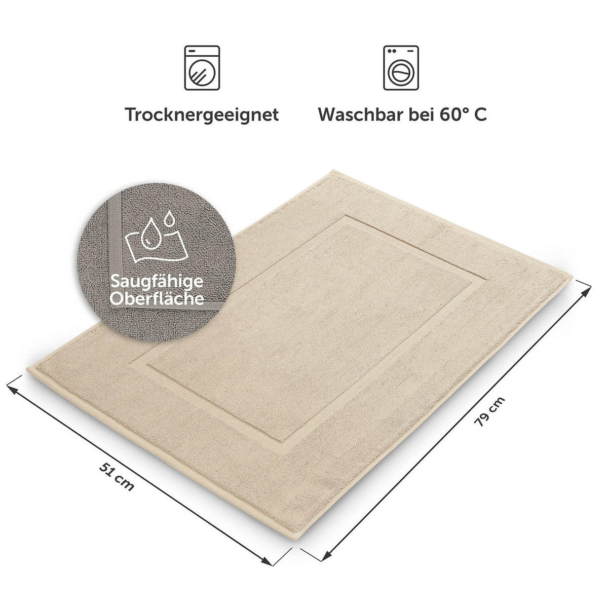 BADEMATTE Vilto 2er-Set, 50/80 cm, Grau - Grau, Textil (80/50cm) - Blumtal