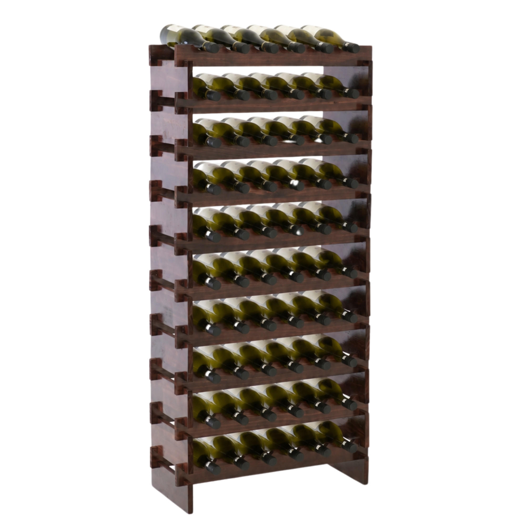WEINREGAL NAVARRA aus Holz 135x65x28cm 60 Flaschen auf 10 Ebenen Braun geölt - Braun, Holz (65/135/28cm) - PROREGAL