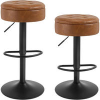 BARHOCKER 2er Set, drehbar, Kunstleder, Braun - Schwarz/Braun, Kunststoff/Metall (39/60.5/39cm) - Woltu