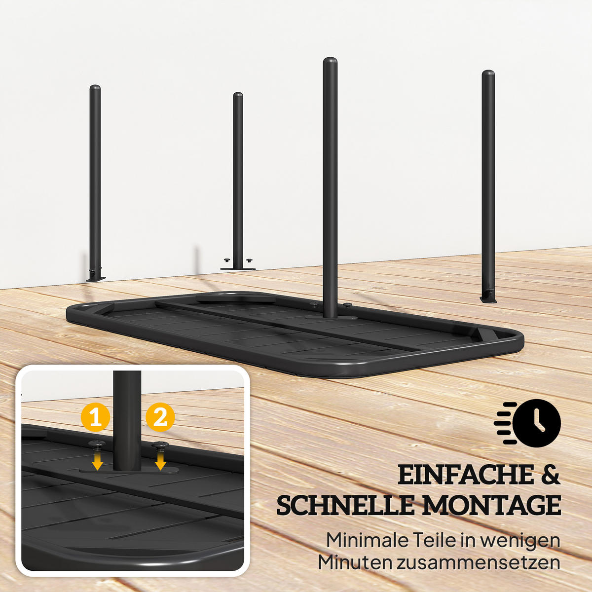 BEISTELLTISCH DE-07345 mit Lamellentischplatte und Metallgestell Schwarz - Schwarz, Metall (90/50/43cm) - ComfortXL
