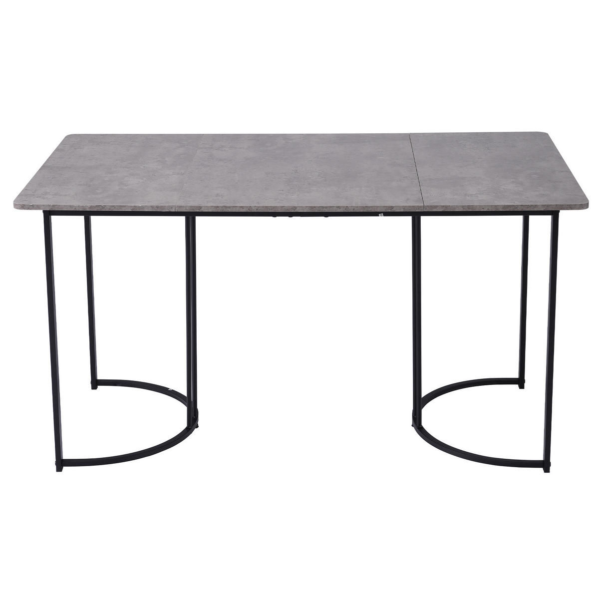 ESSTISCH mit Metallgestell 140/80/75 cm in Grau mit Marmormuster - Grau, Holzwerkstoff (140/80/75cm) - BEAOK