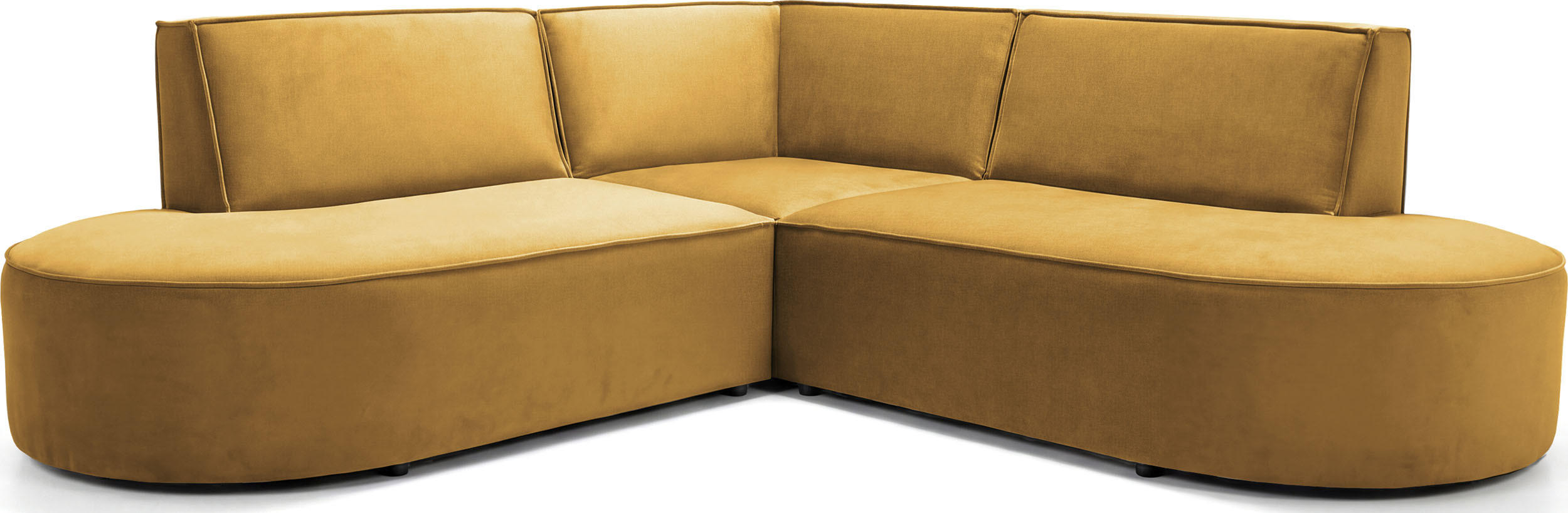 ECKSOFA Nora L-Form 3-Sitzer Universell, Samt, Senfgelb 223/73/223 cm - Dunkelgelb/Schwarz, Kunststoff/Textil (223/223cm) - WFL GROUP