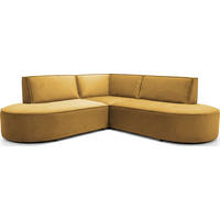 ECKSOFA Nora L-Form 3-Sitzer Universell, Samt, Senfgelb 223/73/223 cm - Dunkelgelb/Schwarz, Kunststoff/Textil (223/223cm) - WFL GROUP
