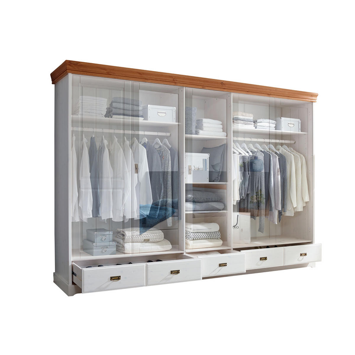 KLEIDERSCHRANK Savona-69 - Weiß, Holz (315/217/62cm) - Lomado