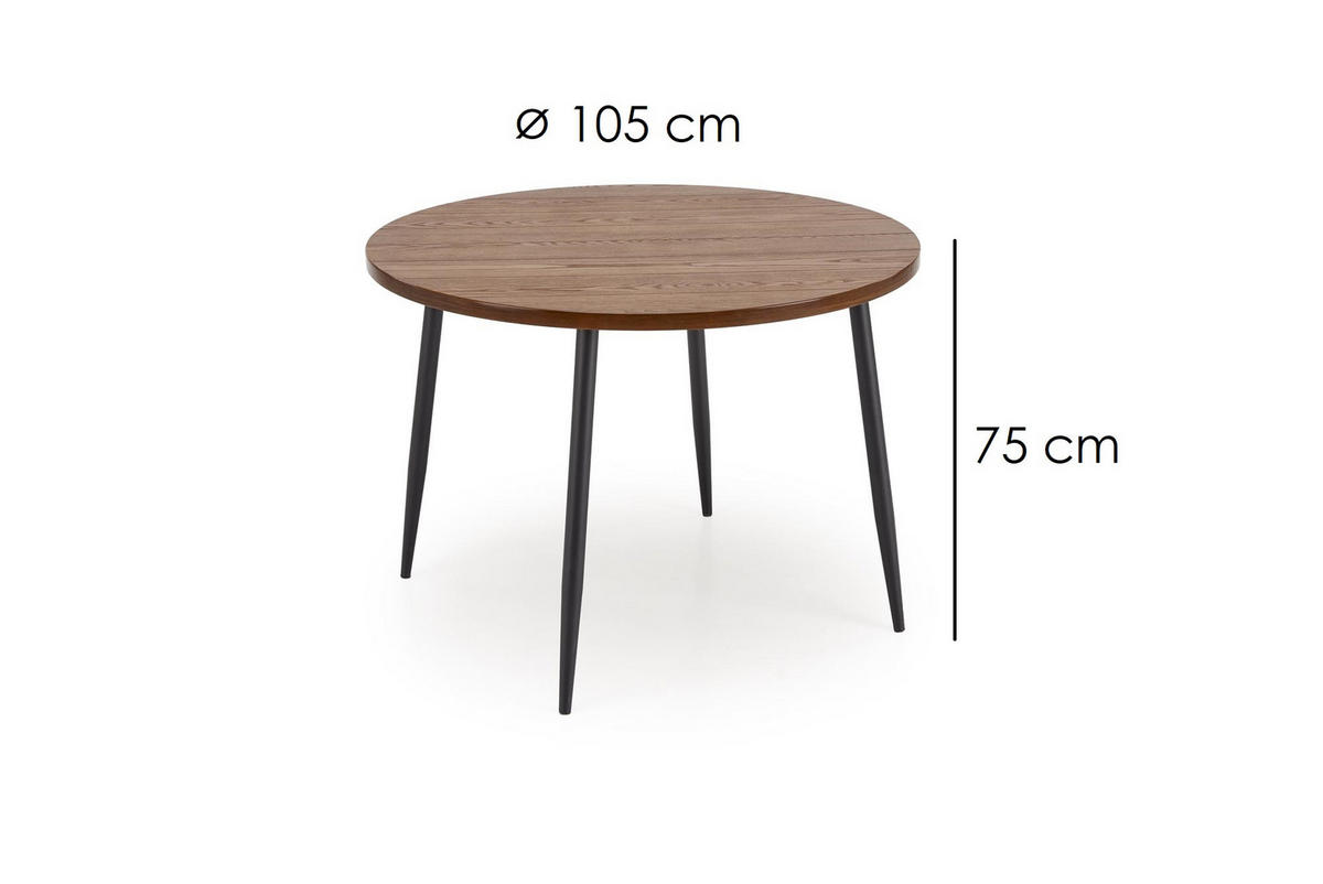 ESSTISCH rund Nussbaum Schwarz 105x75cm - Nussbaumfarben/Schwarz, Holzwerkstoff (105/105/75cm) - designimpex
