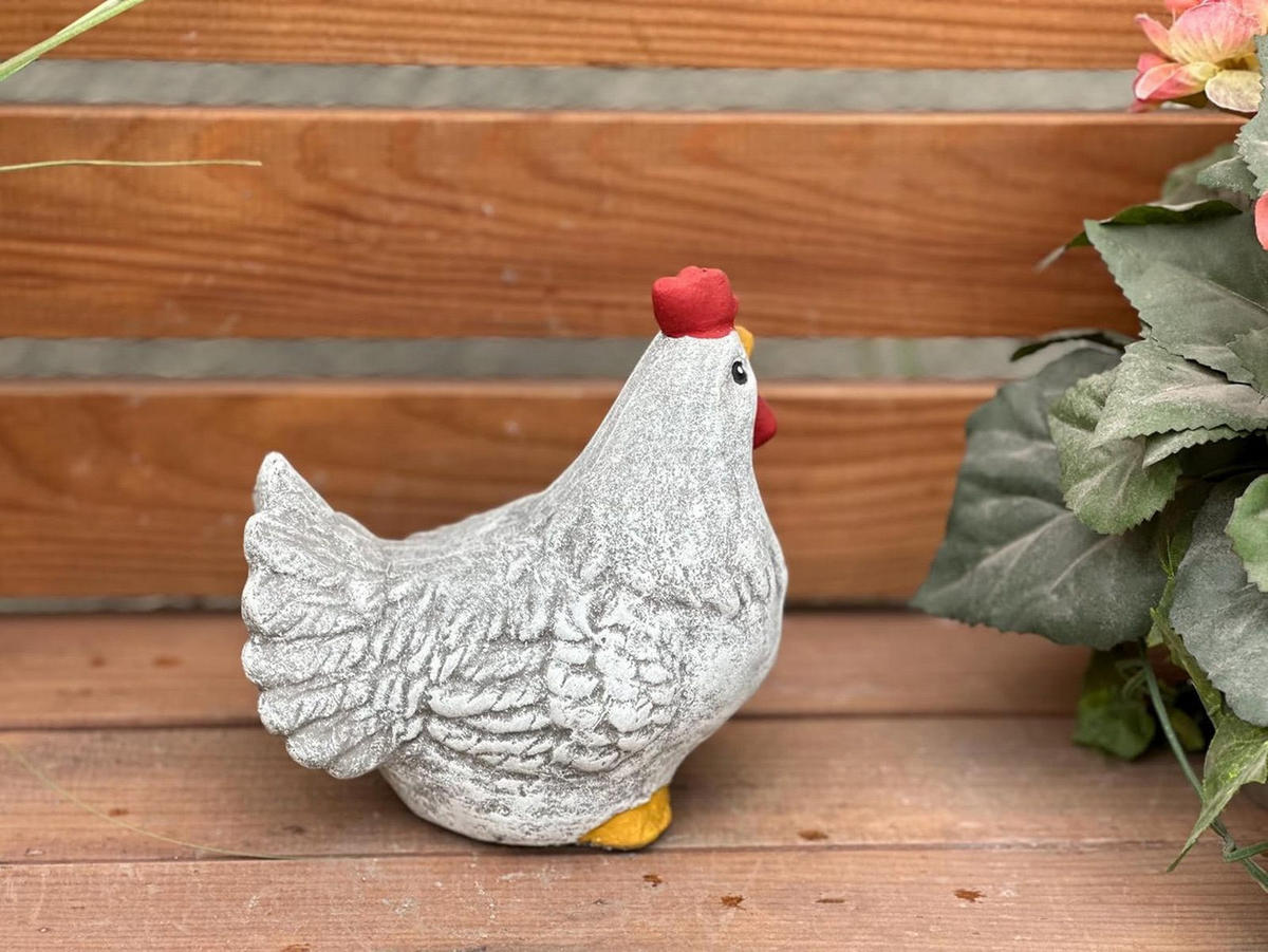 STEINFIGUR Hahn Bommel frosfest massiv Huhn - Grau, Stein (9/14/14cm) - stoneandstyle