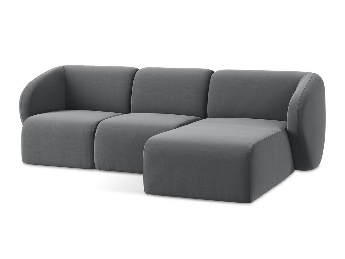 ECKSOFA Rechts Bouclé Stoff Grau - Taupe/Schwarz, Holzwerkstoff/Kunststoff (240/90cm) - Makamii