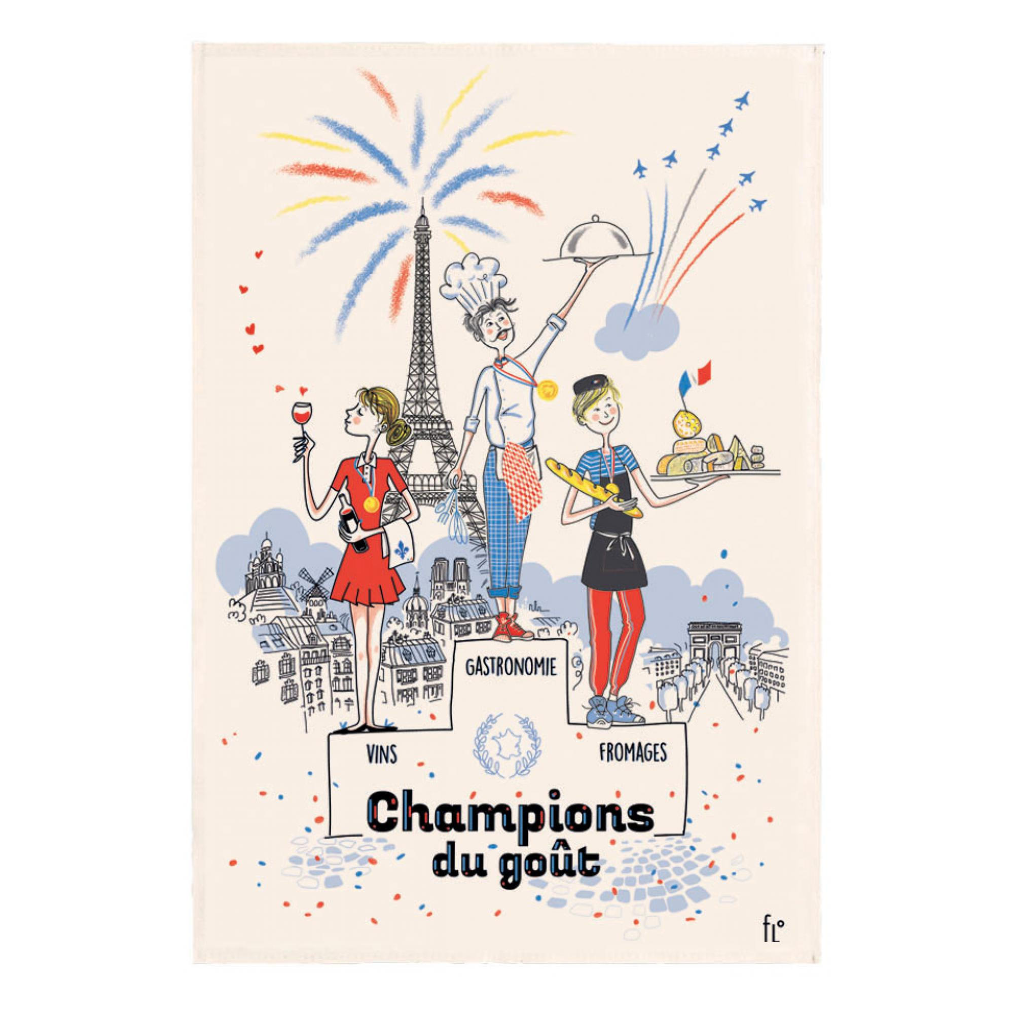 GESCHIRRTUCH Les champions du goût ekrü 48 x 72 cm - Weiß, Textil (48/72cm) - Winkler