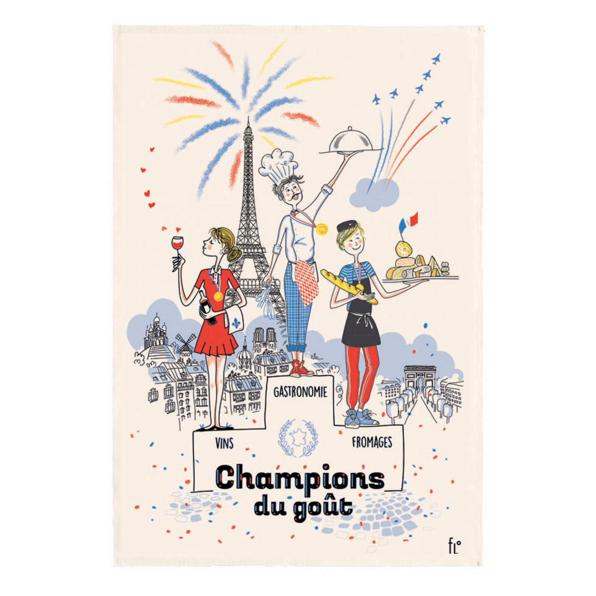 GESCHIRRTUCH Les champions du goût ekrü 48 x 72 cm - Weiß, Textil (48/72cm) - Winkler