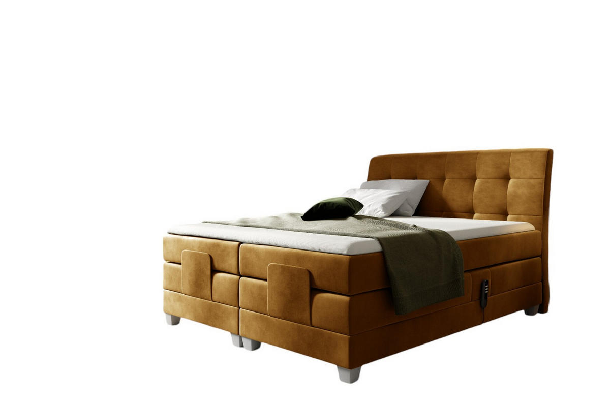 BOXSPRINGBETT Elektrisch Franco - Gelb, Holzwerkstoff/Textil (120/200cm) - Fun Möbel