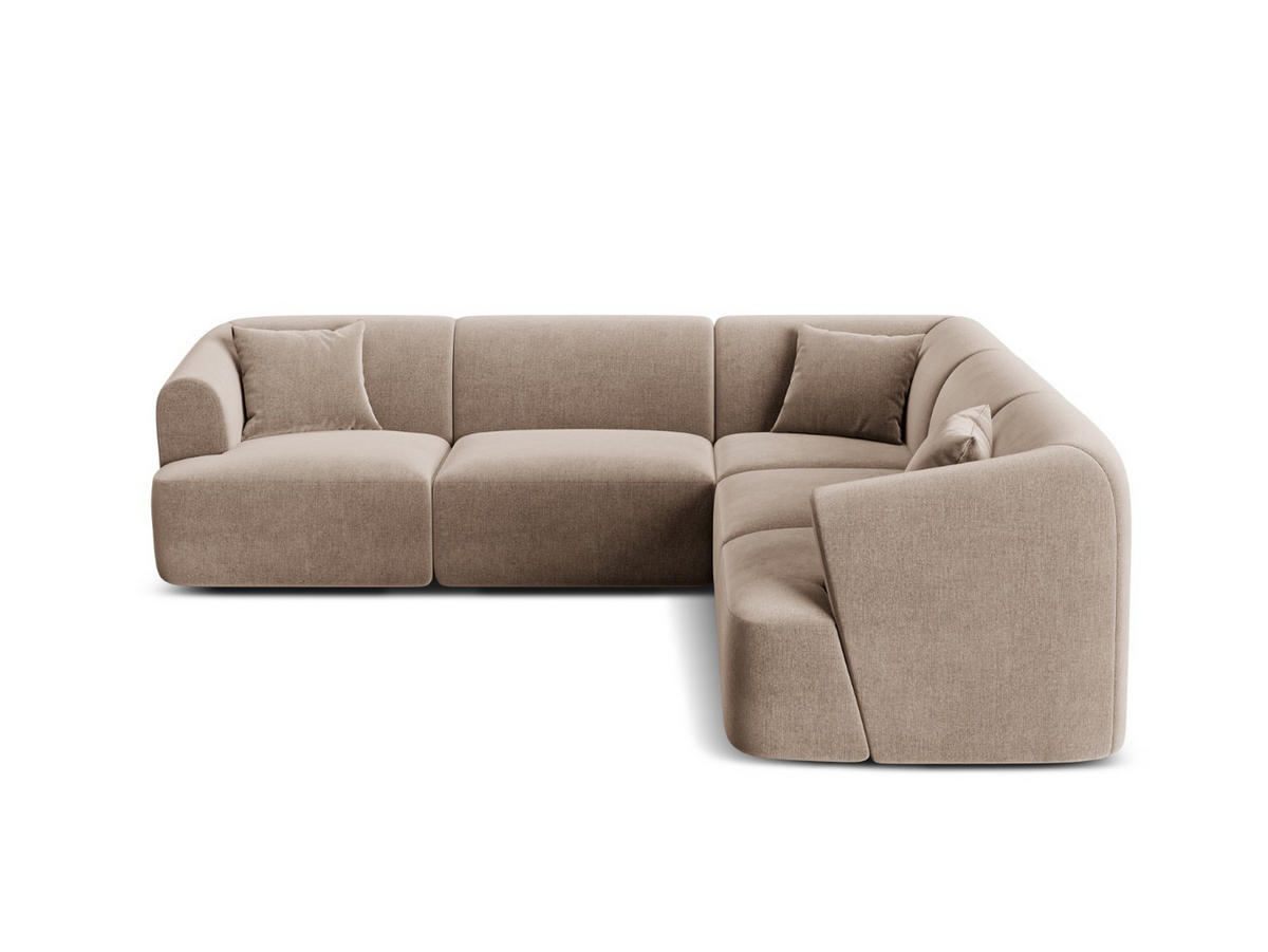 SYMMETRISCHES-MODULARES-ECKSOFA Campi aus Samt dunkelbeige 6 Sitzplätze - Mokka, Textil (255/255cm) - Cosmopolitan Design