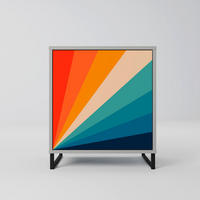 SIDEBOARD PRISM CONCUSSION, Grau, 57,5x42x67,5 cm, Schwarze Metall-Rahmenfüße - Multicolor/Schwarz, Holzwerkstoff/Metall (57.5/67.5/42cm) - SpaceRebels