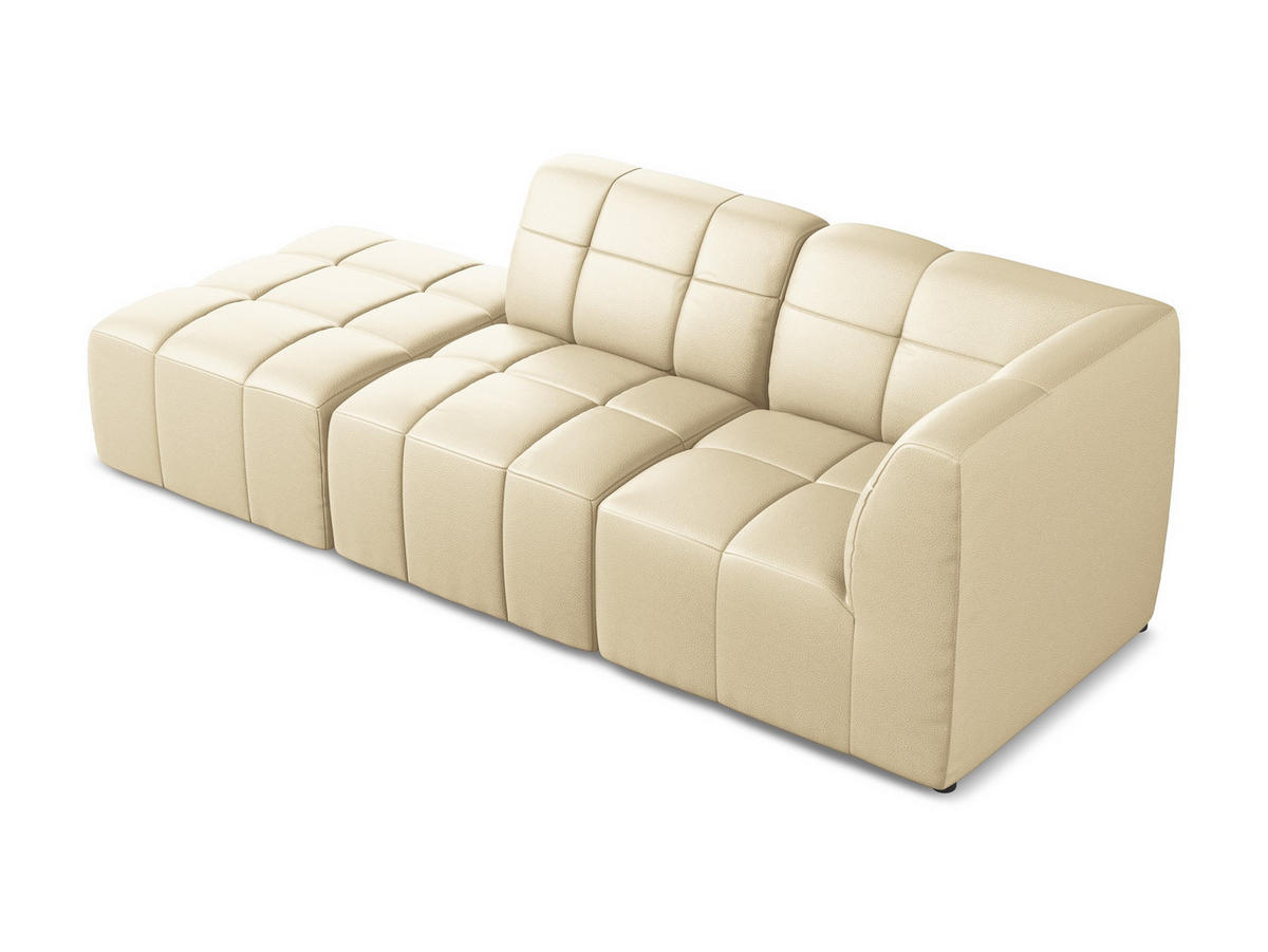 ECKSOFA Links Kunstleder Beige - Beige/Schwarz, Holzwerkstoff/Kunststoff (240/90cm) - Makamii