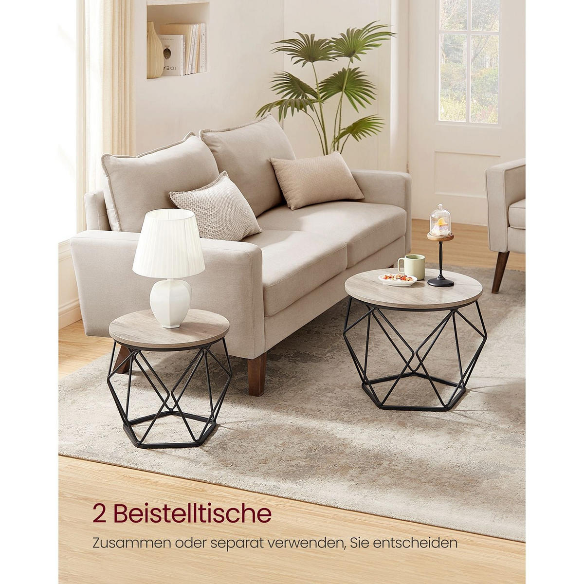 COUCHTISCH VICTORIA 2ER-SET - Schwarz, Holzwerkstoff (50/50/40cm) - Hansiro