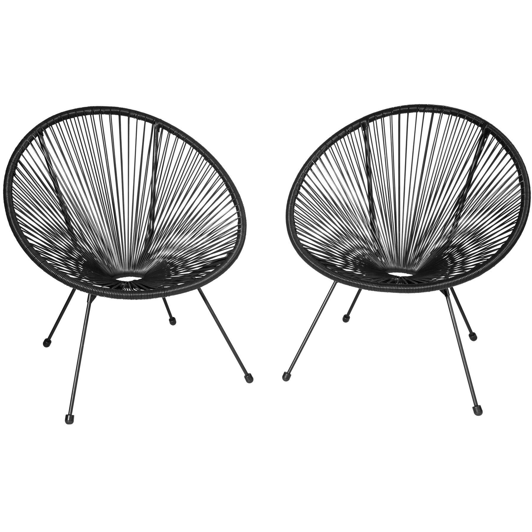 GARTENSTUHL 2er Set Santana,Belastbarkeit 120 kg, 70,5 x 69 x 78 cm,schwarz - Schwarz, Metall (70.5/78/69cm) - tectake