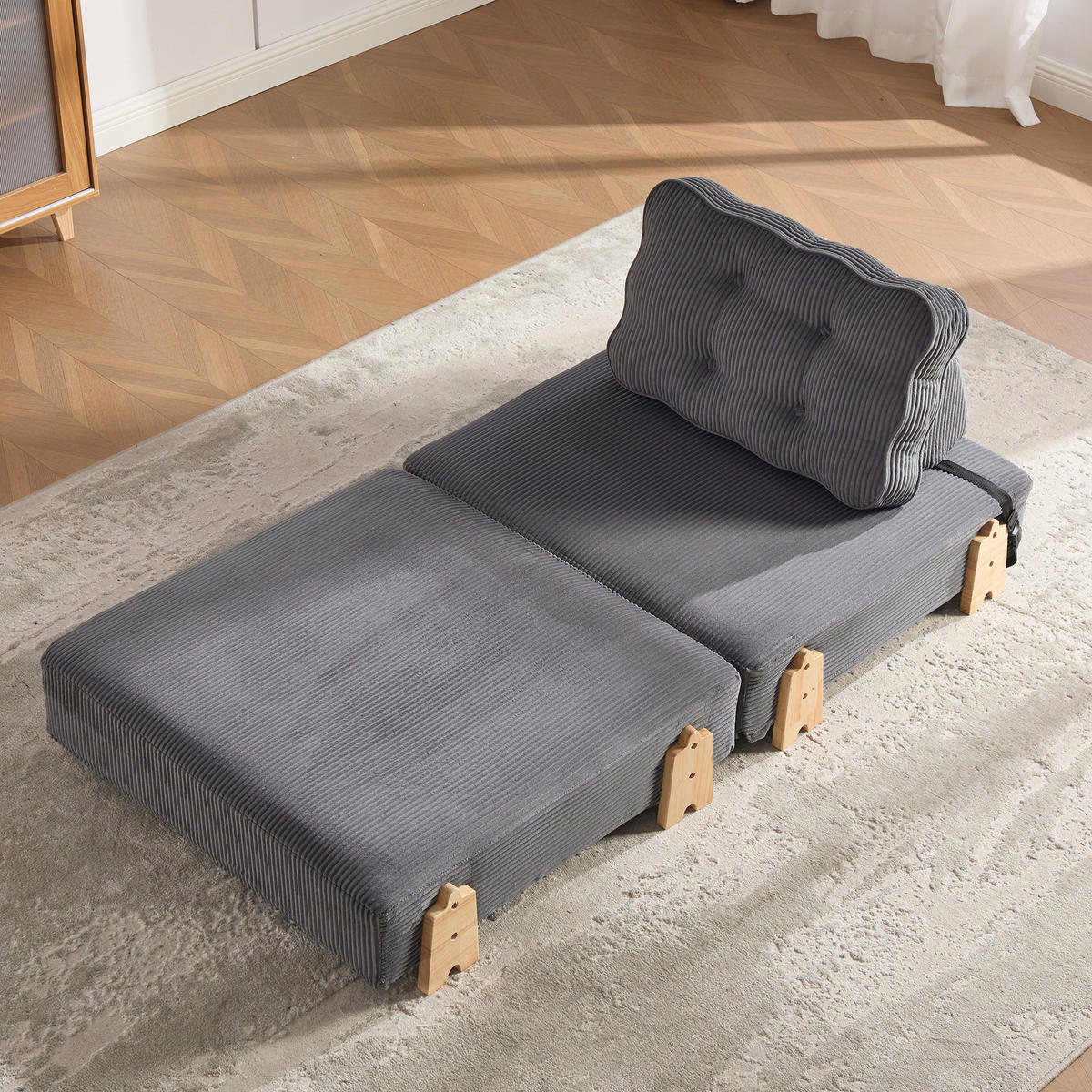 SCHLAFSESSEL ausklappbar mit Holzgestell, DE-42596, Grau - Dunkelgrau, Holzwerkstoff (90/84/86cm) - ComfortXL