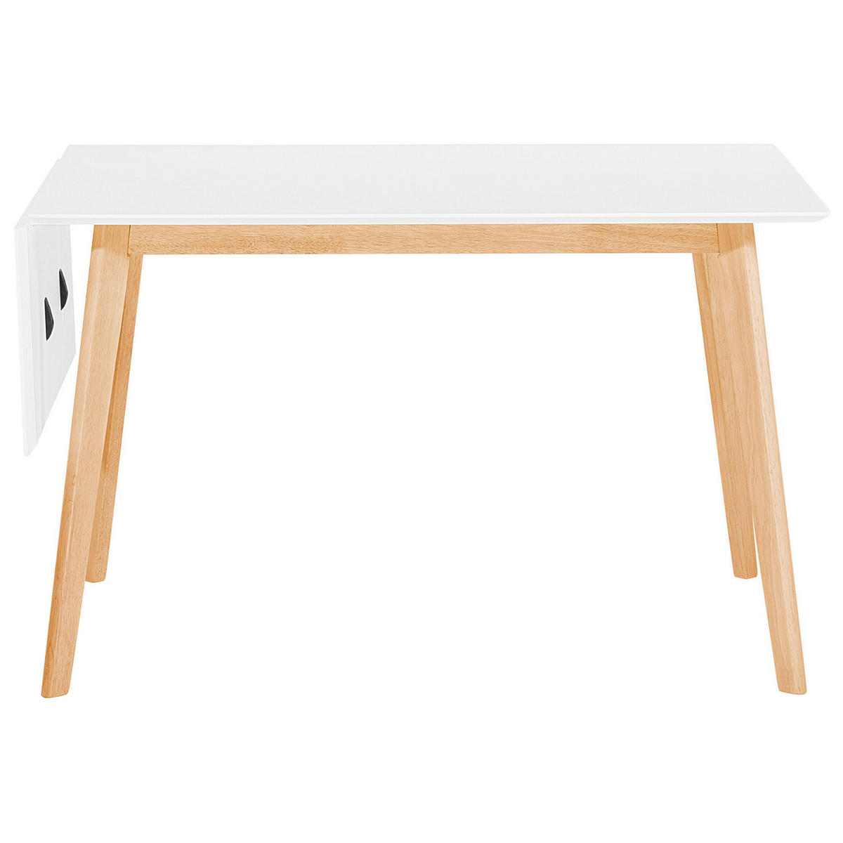 ESSTISCH 120-155/80/75 cm Weiß, Hellbraun Rechteckig Medio - Weiß, Holzwerkstoff (155/80/75cm) - Beliani