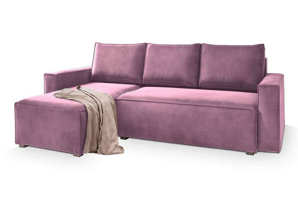 ROHOVÁ SEDAČKA SILES šeříková - šedá/šeříková, dřevo/textil (230/140cm) - MASSENO