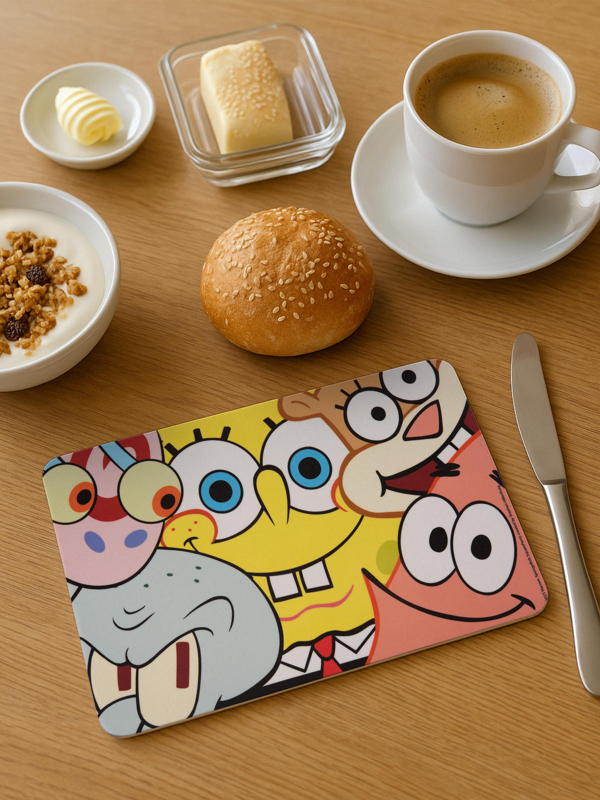 BRETTCHEN Spongebob Schwammkopf Friends allover Mehrfarbig 14,5 x 23,5 cm - Multicolor, Kunststoff (14.5/23.5cm)