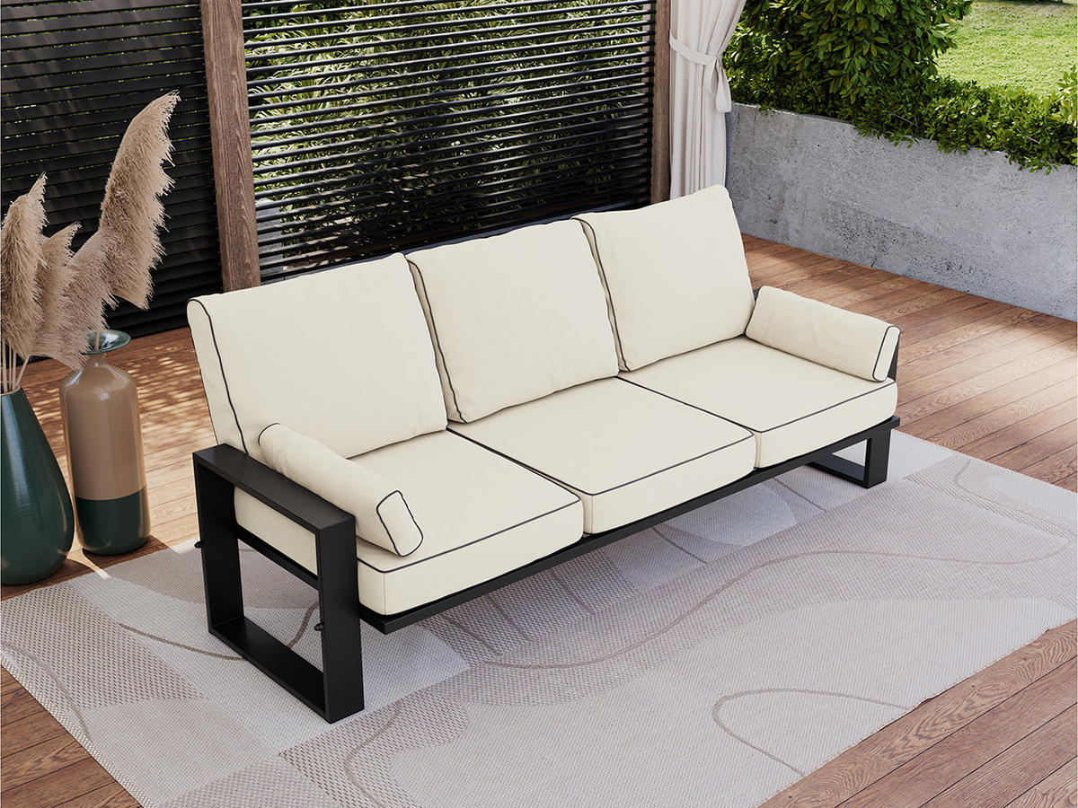 GARTENSOFA Elba 3 Sitzer - Beige - Beige, Textil (215/90/87cm) - MKS