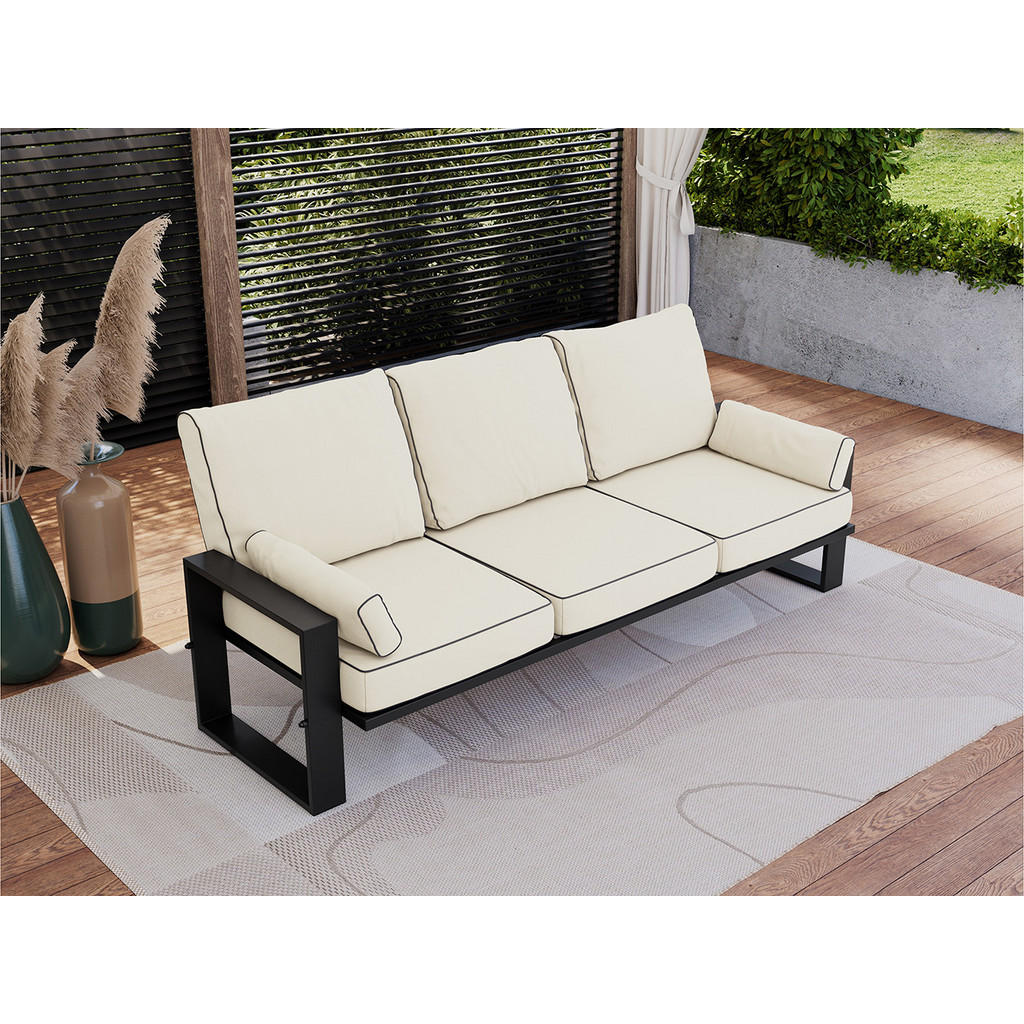 Thumbnail - MKS Gartensofa, Beige, Textil, 3-Sitzer, 215x90x87 cm, Loungemöbel, Gartensofas