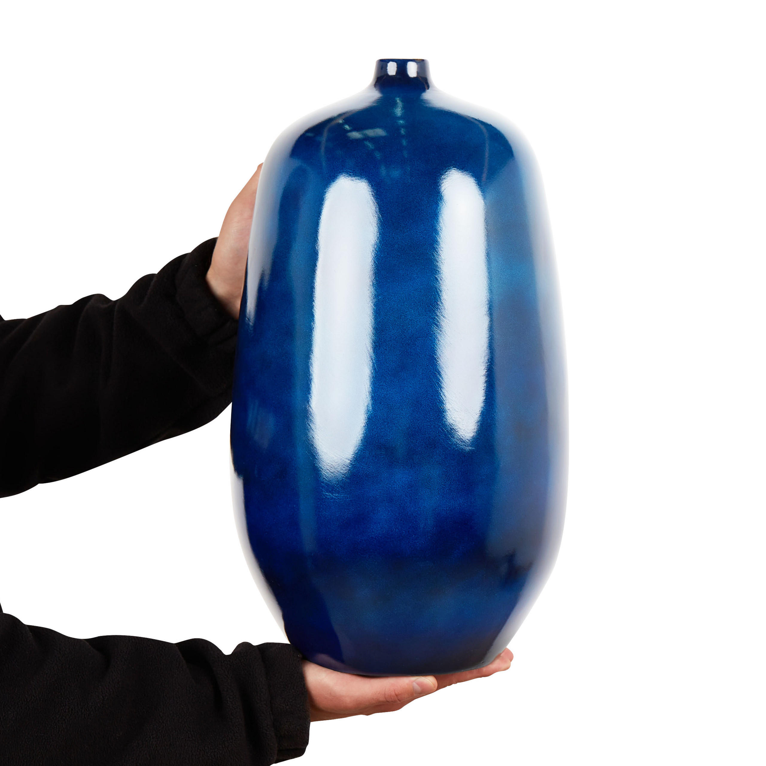 BLUMENVASE Terrakotta blau Vitoria - Blau, Stein (45cm) - Beliani