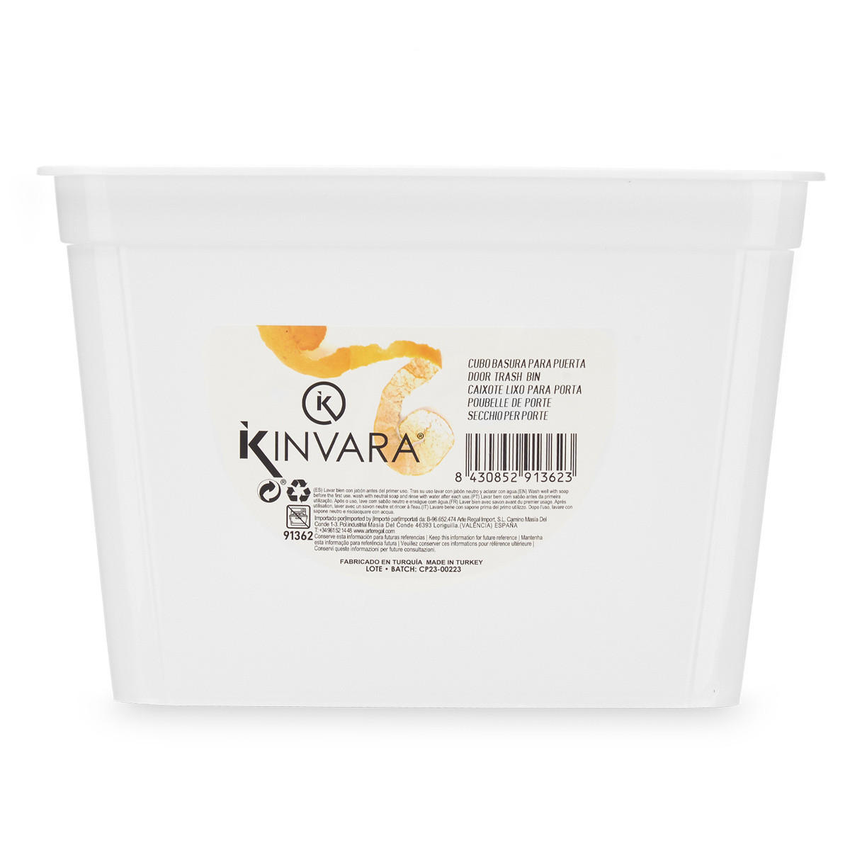 MÜLLEIMER Schranktür Bioabfälle 4 l - Weiß, Kunststoff (21/18/27cm) - Kinvara