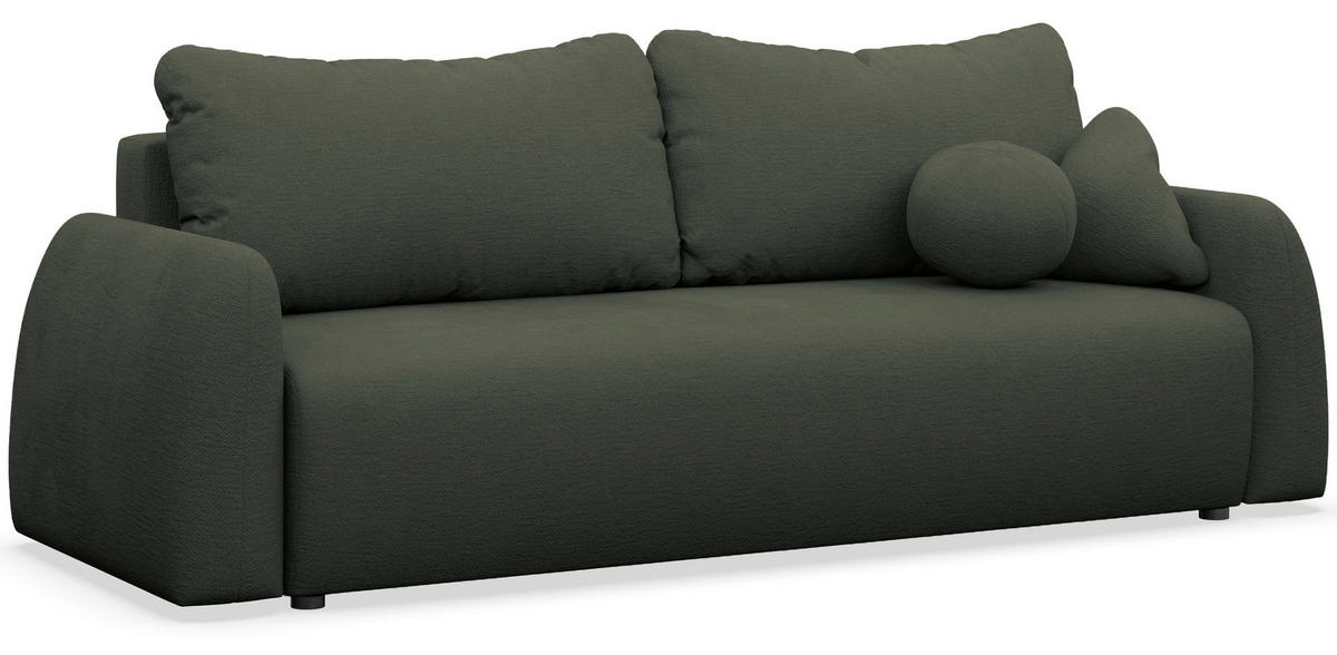 3-SITZER SOFA Nubelle dunkelgrün Chenille-Bezug, wasserabweisend - Dunkelgrün/Schwarz, Kunststoff/Textil (244/85/93cm) - Selsey