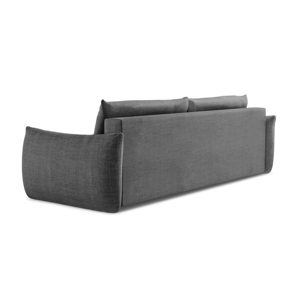 3-SITZER SOFA mit Schlaffunktion Strukturstoff Grau - Dunkelgrau/Schwarz, Holzwerkstoff/Kunststoff (230/90/105cm) - LaMiaSofa