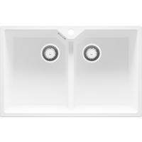 SPÜLBECKEN Madrid Twin, 2-er set Weiß 78/50 cm 2 Becken + Ablauf-Set ab 80er Unterschrank - Chromfarben/Weiß, Kunststoff (78/19/50cm) - Primagran