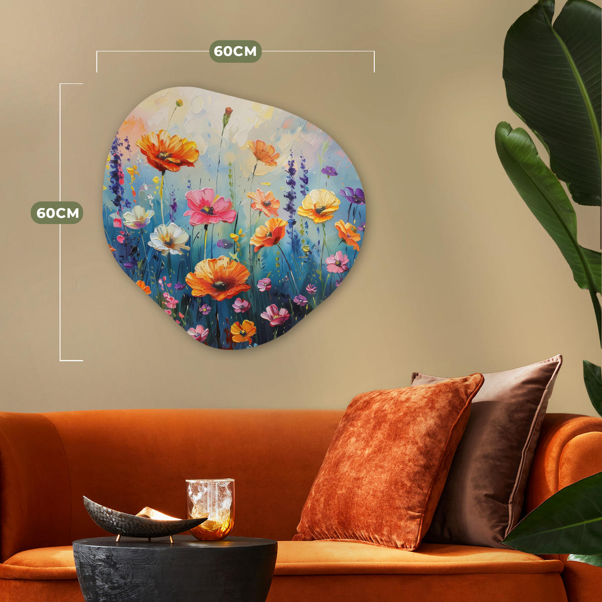 WANDBILD Blumen - Natur - Aquarell - Kunst 60x60 cm - Multicolor, Kunststoff (60/60cm) - MuchoWow