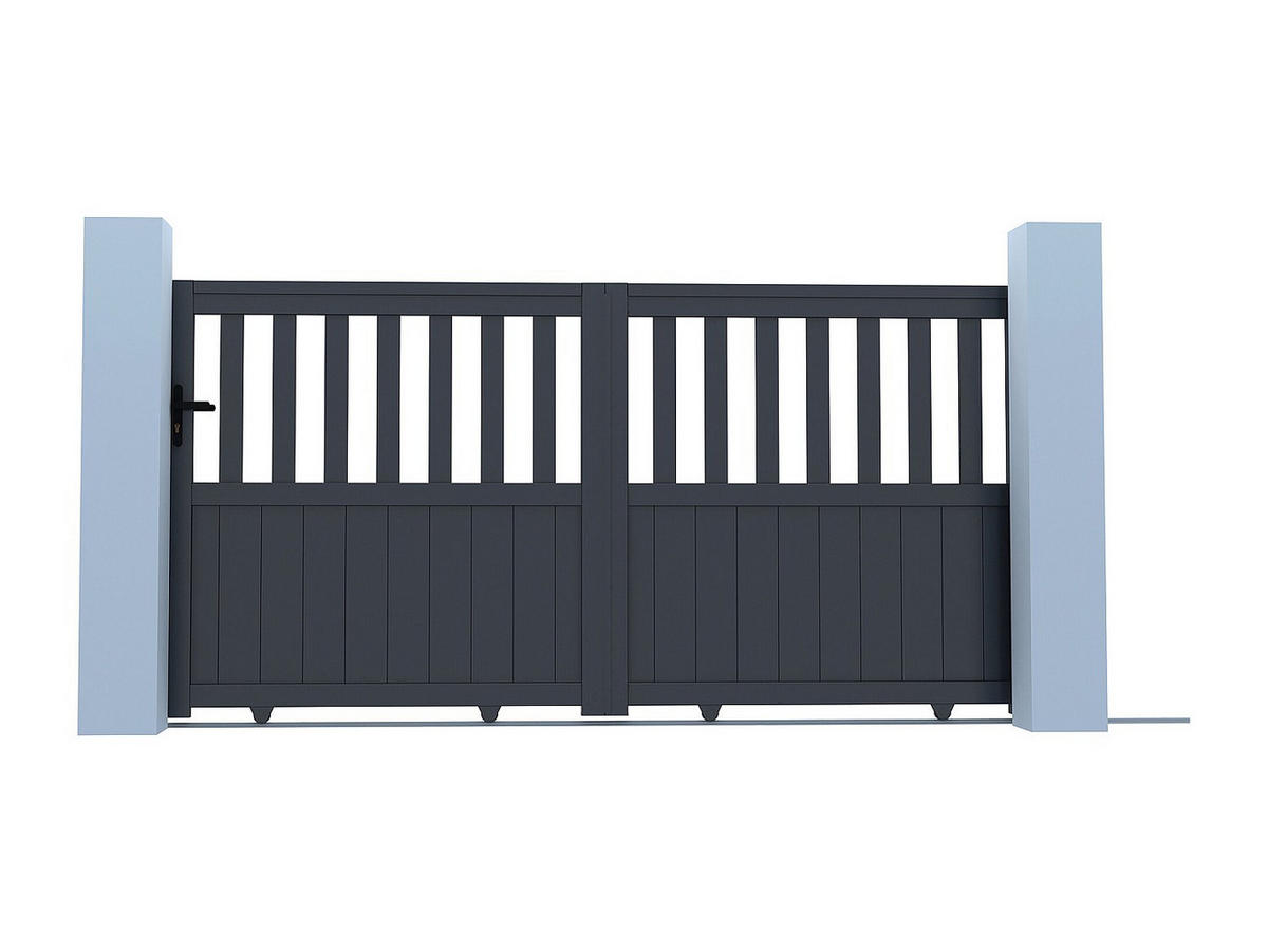 SCHIEBETOR - 298.1cm x 4.5cm - Aluminium - anthrazitgrau - TARNOS II - Anthrazit, Metall (298.1/140cm) - Vente-Unique