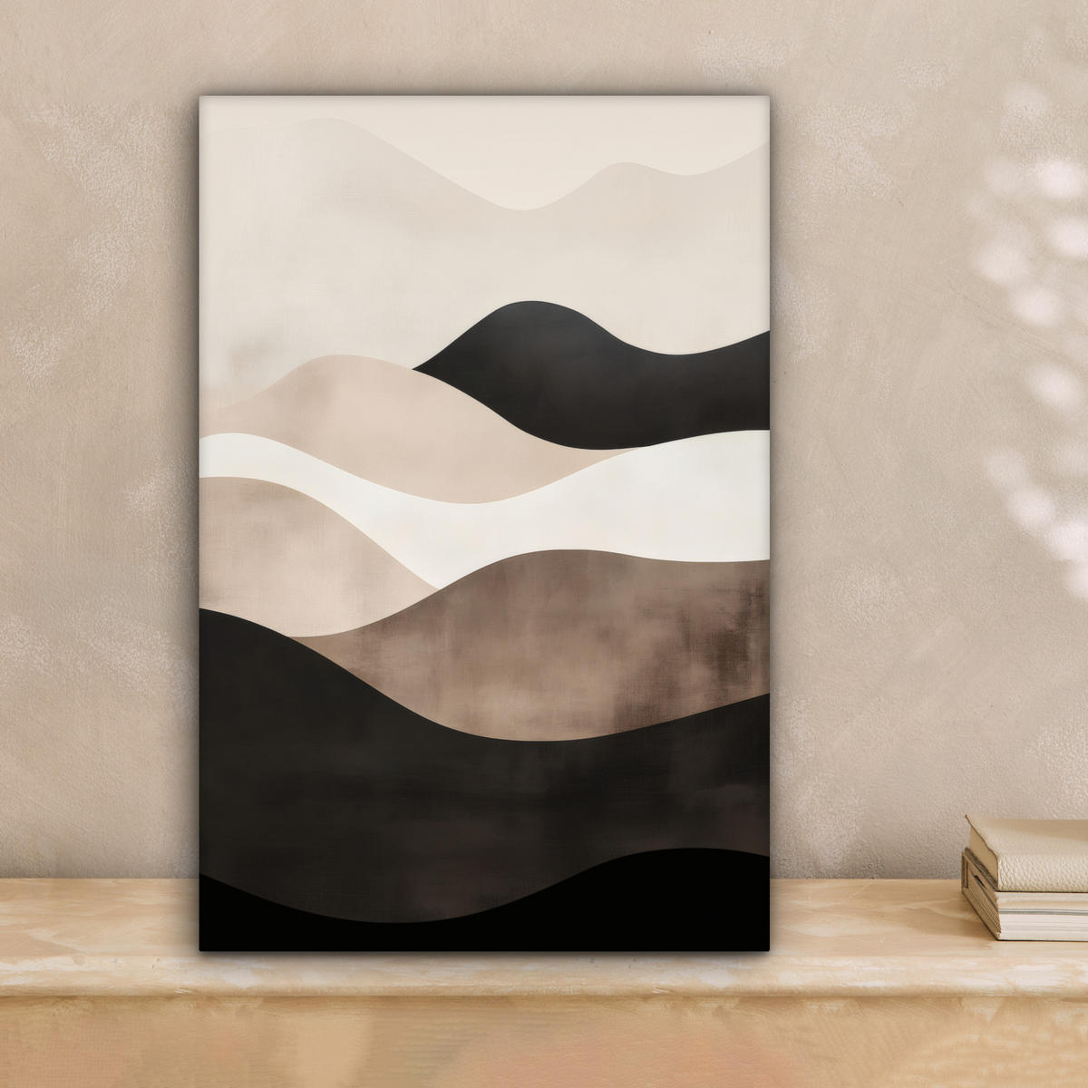 LEINWANDBILD Abstrakt - Landschaft - Wellen - Cremefarben 20x30 cm - Cappuccino, Textil (20/30cm) - MuchoWow