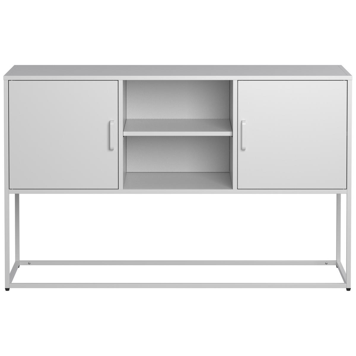 SIDEBOARD 120/40/75 cm weiß aus Metall mit 6 Fächern - Weiß, Metall (120/75/40cm) - OKWISH