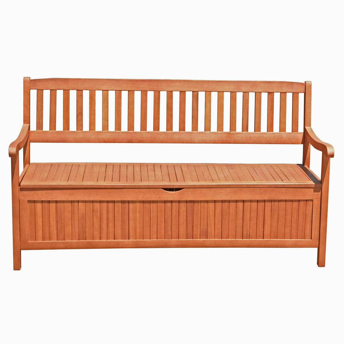 GARTENBANK Tallin 3-Sitzer mit Staufach Terrassenbank - Braun, Holz (157/90/59cm) - DELUKE