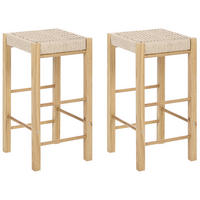 SCAUNE DE BAR set de 2 maro Embrun - bej/maro deschis, lemn (35/66/35cm) - Beliani