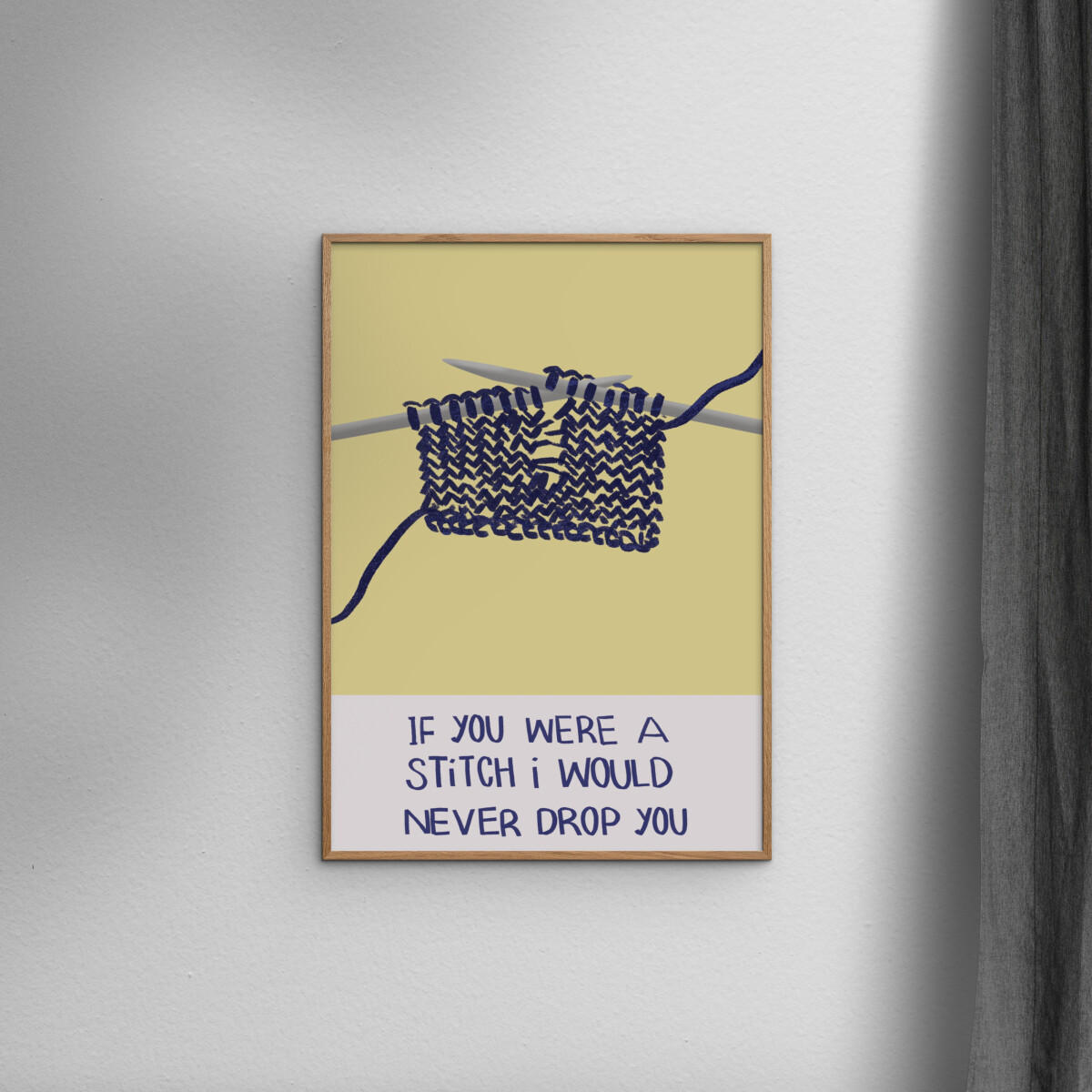 POSTER mit Rahmen Charlotte Trudgett - Dropped Stitches - Eichefarben/Gelb, Holz/Papier (70/100cm) - Poster&Frame