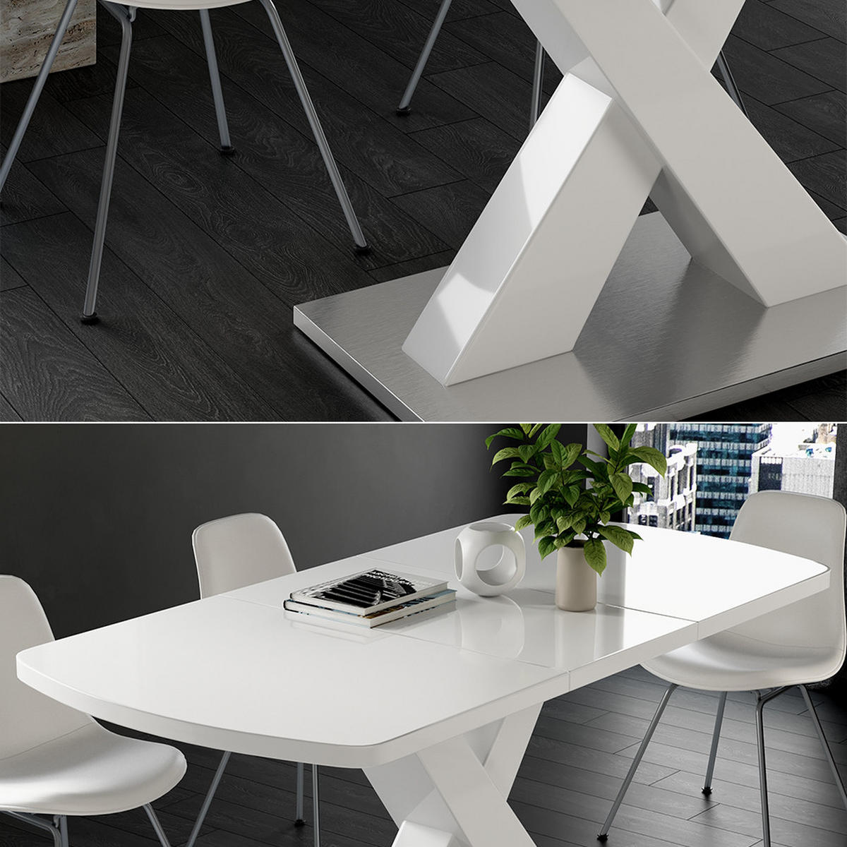 ESSTISCH Chinto Weiß 120 x 80 cm ausziehbar - Weiß, Holzwerkstoff (80/120/76cm) - Vicco