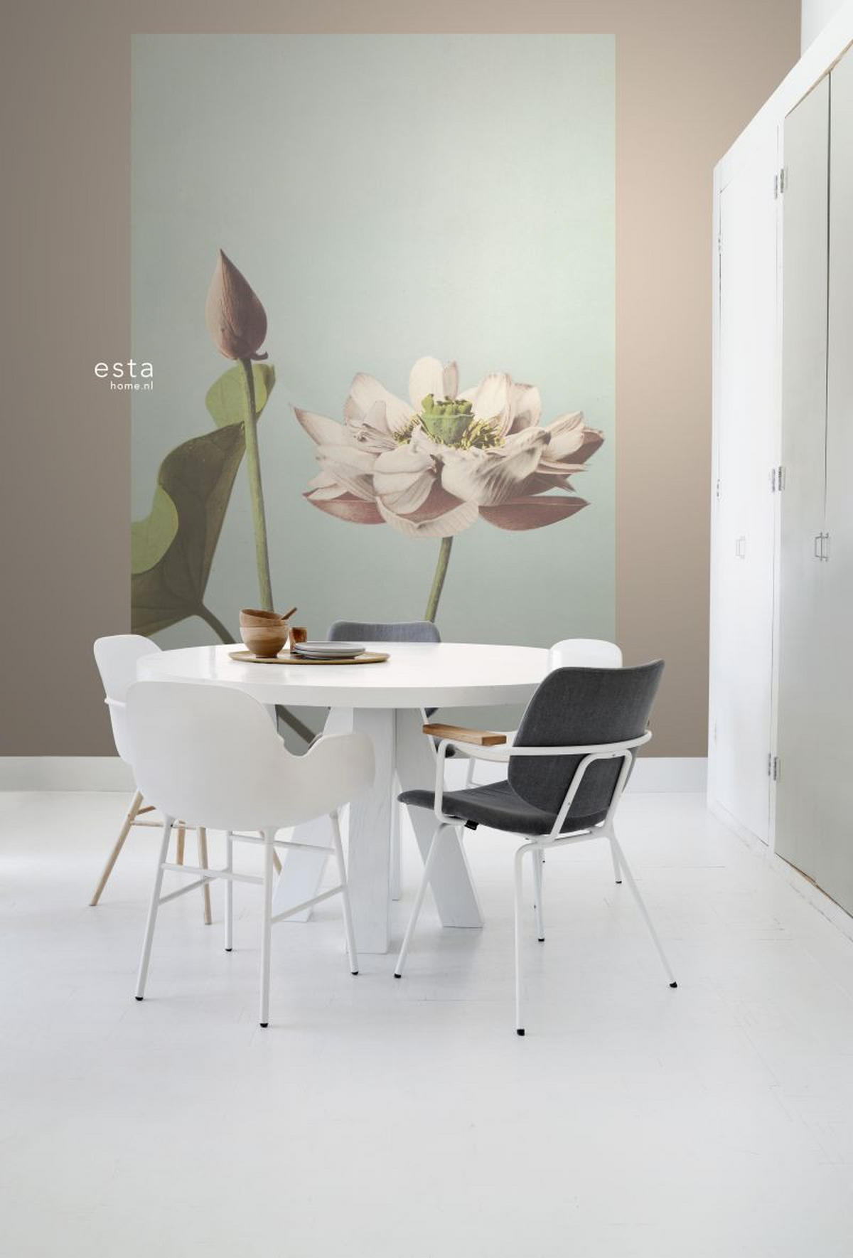 FOTOTAPETE Lotusblume 186 x 279 cm - Türkis, Papier (186/279cm) - ESTAhome