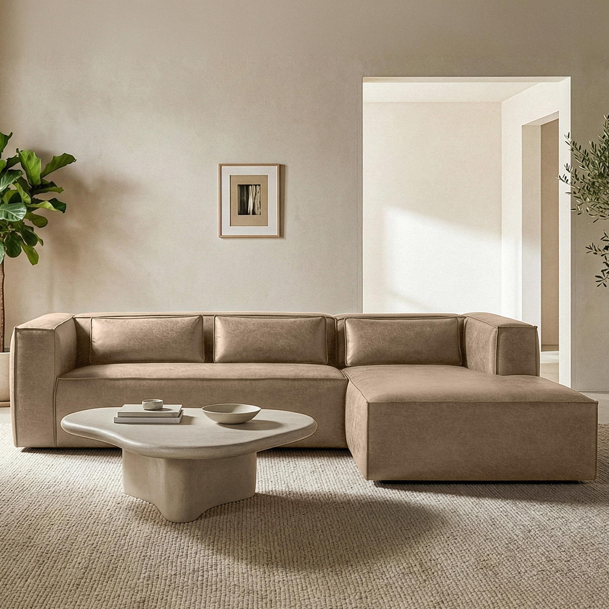 ECKSOFA RECHTS FEROX, Beige - Beige, Holz/Holzwerkstoff (300/175cm) - KONSIMO®