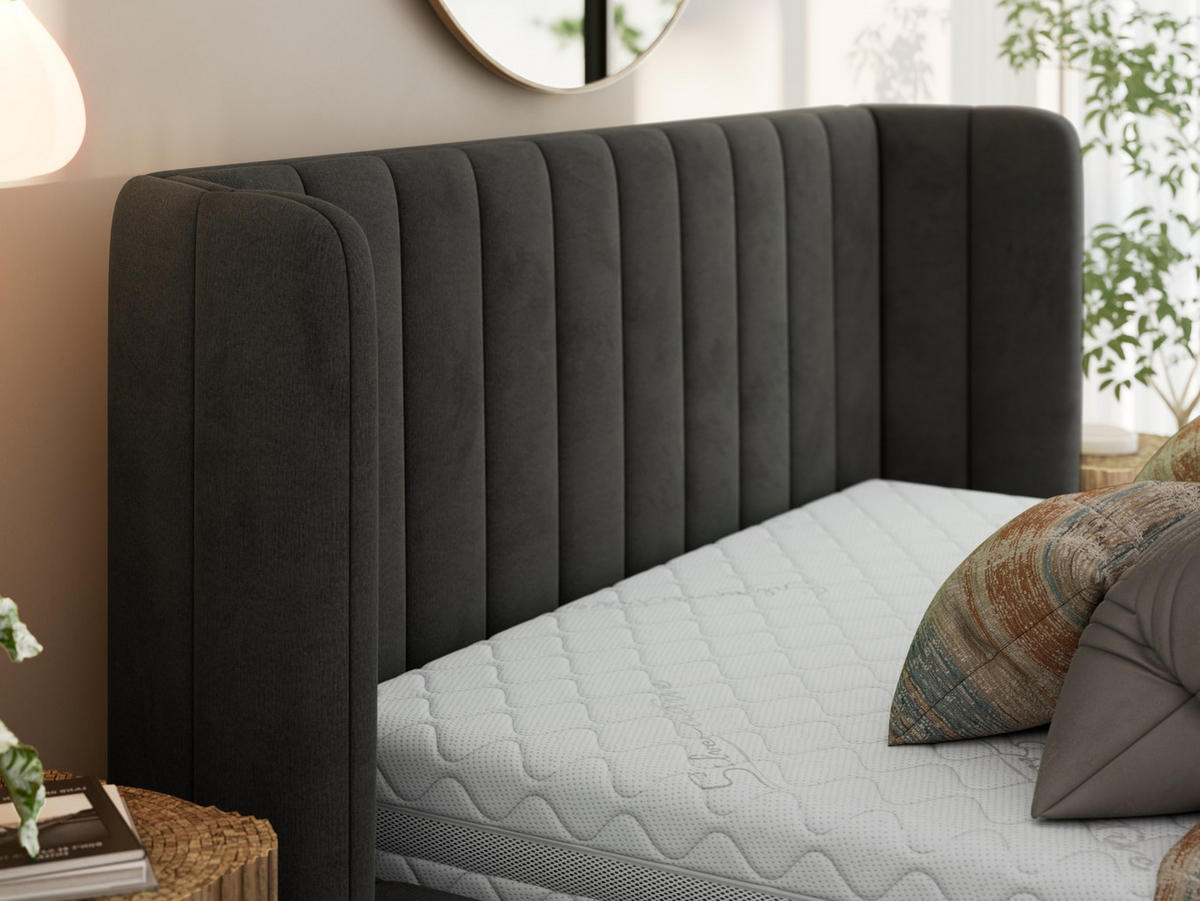 POLSTERBETT GOLETTA CLASSIC 180/200 - Dunkelgrau Velvet - Pocket-Matratze - Dunkelgrau, Textil (180/200cm) - MKS