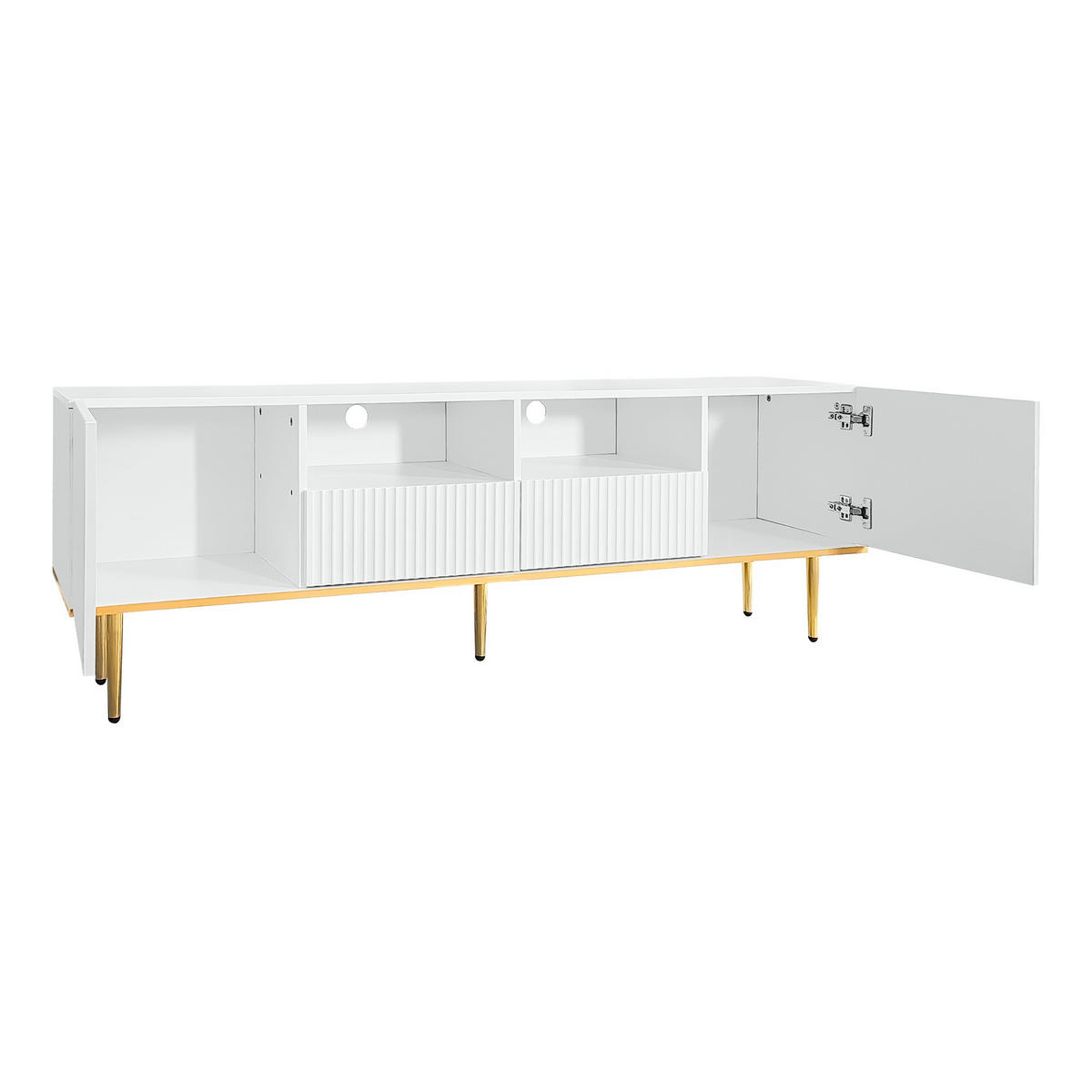 LOWBOARD DE-40602 2 Fächer und 2 Schubladen Weiß - Weiß, Holzwerkstoff (165/55/36cm) - ComfortXL