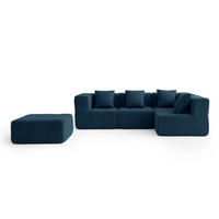 ECKSOFA Bouclé-Stoff Tiefblau - Blau, Textil (260/190cm) - MILYsofa