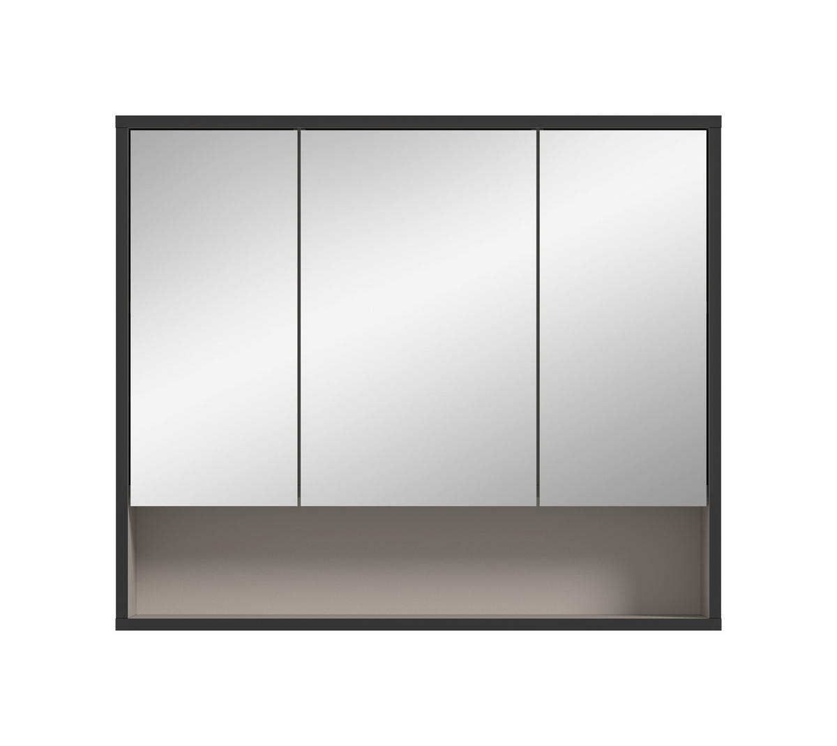 SPIEGELSCHRANK Bagno Bad in Kaschmir Nachbildung und schwarz - modernes Design - B/H/T: 80x68x19 cm - Kaschmir, Holzwerkstoff (80/68/19cm)