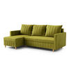 ECKSOFA FOX L-förmig Modernes Verstellbare Kopfstützen Luxuriöser Velours Schlaffunktion lose Rückenkissen freistehend LINKS 146x224x98 cm Yellow - Gelb, Holz/Textil (146/224cm) - DomoHome