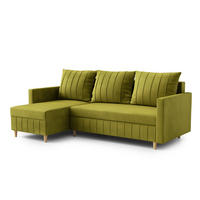 ECKSOFA FOX L-förmig Modernes Verstellbare Kopfstützen Luxuriöser Velours Schlaffunktion lose Rückenkissen freistehend LINKS 146x224x98 cm Yellow - Gelb, Holz/Textil (146/224cm) - DomoHome